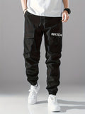 kkboxly Men's Stylish Black Cargo Pants With Flap Pockets - Perfect for Casual Wear!