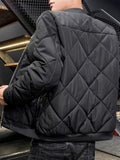 kkboxly  Men's Padded Jacket, Men Casual Padded Coat Windbreaker Zipper Pocket Stand Collar For Men Winter