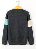 kkboxly  Stripe Design, Men's Warm Trendy Knitted Sweater