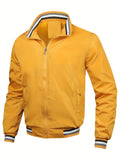 kkboxly  Men's Casual Bomber Jacket Windbreaker Waterproof Blazer Jacket Coat Stand Collar College Hipster Sports Jacket For Spring Autumn