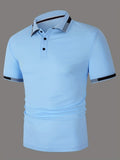 kkboxly  Men's Causal V-neck Button Up Short Sleeve Polo Shirts Men's Comfortable Tops For Summer