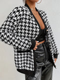 Button Plaid Contrast Trim Jacket, Casual Long Sleeve Jacket For Fall & Winter, Women's Clothing