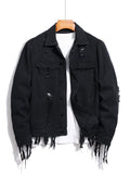 kkboxly  Men's Trendy Denim Jackets, Vintage Lapel Comfy Streel Style Tops For Men's Autumn & Winter Wearing