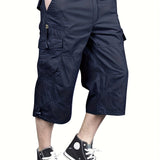 dunnmall  kkboxly  Street Style Men's Casual Cargo Capris Jeans With Pocket, Men's Outfits