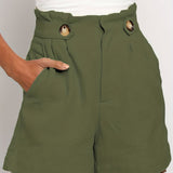 kkboxly  Solid Wide Leg Shorts, Sexy High Waist Ruched Versatile Summer Shorts, Women's Clothing