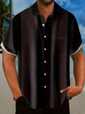 kkboxly  Men's Casual Wide Stripe Pattern Short Sleeve Shirt With Chest Pocket, Male Clothes For Summer Vacation Beach
