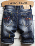 kkboxly  Men's Stylish Short Jeans, Casual Straight Distressed Fit Ripped Denim Shorts For Summer