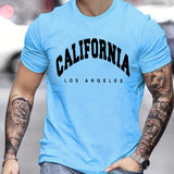 kkboxly Men's Casual Trendy California Graphic Print Comfortable Crew Neck Short Sleeve T-shirts, Summer Top Tees
