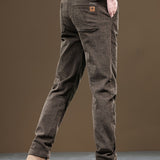kkboxly kkboxly  Men's Casual Warm Slim Fit Trousers, Semi-Formal cropped Pants For Fall Winter Business Leisure Activities