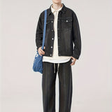 kkboxly kkboxly  Men's Outfit Set, Lapel Long Sleeve Vintage Style Denim Jacket And Pants, 2-piece Set For City Walk Street Hanging Outdoor Activities