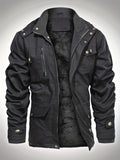 Men's Hooded Military Tactical Jacket Windproof Fleece Coat