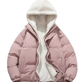 kkboxly  Warm Fleece Hooded Winter Jacket, Men's Casual Cotton Padded Coat For Fall Winter