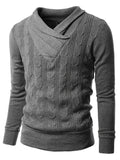 kkboxly  Men's Solid Color V Neck Long Sleeve Sweater, Male Pullover High Stretch Top Outdoor