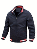 kkboxly  Men's Bomber Jackets, Lightweight Windbreaker Full Zip Up Casual Active Jacket Coat