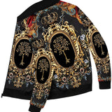 kkboxly  Men's Spring And Autumn Jacket Vintage Luxury Print Casual Zip Up Jacket Best Sellers Best Sellers