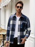 kkboxly  Mens Long Sleeve Flannel Plaid Shirt Jacket Casual Button Down Shirt