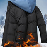 Men's Warm Padded Jacket, Casual Zip Up Hooded Winter Jacket For Outdoor Activities