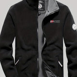 Male Casual Warm Plush Fleece Jacket, Comfy Thermal Slightly Stretch Coats For Men's Winter Outdoor Activities