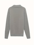 kkboxly kkboxly  All Match Knitted Cable Sweater, Men's Casual Warm Middle Stretch Stand Collar Pullover Sweater For Fall Winter