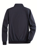 kkboxly  Men's Solid Color Zip-Up Stand Collar Jacket, Casual Loose Windbreaker Jacket For Sports Outdoors, Running