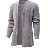 kkboxly  Elegant Slightly Stretch Knit Cardigan Coat, Men's Casual Vintage Style V Neck Sweater Cardigan For Fall Winter