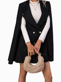 Double Breasted Cloak Sleeve Overcoat, Elegant Lapel Solid Coat For Spring & Fall, Women's Clothing