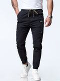 kkboxly  Men's Casual Waist Drawstring Joggers, Chic Stretch Tapered Sports Pants