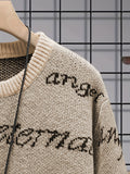 kkboxly  All Match Knitted Sweater, Angel & Eternal Print Men's Casual Warm Slightly Stretch Crew Neck Pullover Sweater For Fall Winter