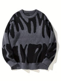 2025 kkboxly  Stylish Letter Knitted Sweater, Men's Casual Warm Slightly Stretch Street Style Round Neck Pullover Sweater For Fall Winter