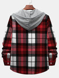 kkboxly  One Size Smaller,  Flannel Loose Shirt For Men Plaid Long Sleeve Casual Button-Down Shirts With Hood Best Sellers