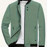 kkboxly  Classic Design Windbreaker Jacket, Men's Casual Stand Collar Zip Up Jacket Coat For Spring Fall Outdoor Hiking Camping Cycling