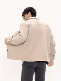 kkboxly  Solid Color Jackets For Men Dual Pockets Snap Button Up Lapel Stylish Coat Jackets For Men