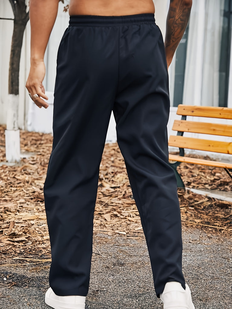 Plus Size Men's Solid Pants Oversized Casual Pants For Sports/outdoor, Men's Clothing