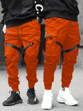 kkboxly Classic Design Multi Flap Pockets Cargo Pants,Men's Loose Fit Drawstring Kpop Cargo Pants，For Skateboarding,Street,Outdoor Camping