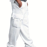 kkboxly Stylish Men's Cargo Pants with Elastic Waist and Multi-Pockets - Comfortable and Durable Sweatpants for Everyday Wear