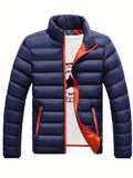 kkboxly  Winter Men's Casual Slim Fit Stand Collar Zipper-Up Padded Jacket