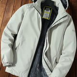 kkboxly  Warm Thick Hooded Windbreaker Jacket, Men's Casual Jackets By Activity For Fall Winter Outdoor Activities