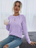 Twist Pattern Crew Neck Sweater, Casual Long Sleeve Sweater For Fall & Winter, Women's Clothing