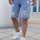 kkboxly  Men's New Washed Ripped Denim Shorts For Spring And Summer