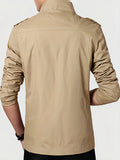 realaiot  Men's Casual Zip Up Windbreaker Jacket, Chic Stand Collar Lightweight Jacket