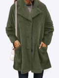 kkboxly  Button Front Fuzzy Coat, Casual Long Sleeve Winter Outerwear, Women's Clothing