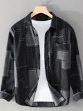 kkboxly  Denim Men's Jacket Checked Coat 100 %  Cotton Top Turn-Down Collar  Jackets Hipster Windbreaker Jean With Button Coats Streetwear Jacket