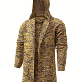 kkboxly  All Match Knitted Hooded Cardigan, Men's Casual Warm High Stretch Overcoat Sweater Jacket For Fall Winter