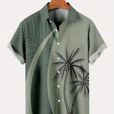 kkboxly  Oversized Hawaiian Coconut Tree Print Shirt for Men - Comfy Short Sleeve Aloha Shirt for Beach and Summer Casual Wear