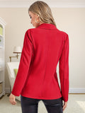 Solid One Button Blazer, Elegant Long Sleeve Work Office Outerwear, Women's Clothing