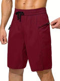kkboxly  Men's Zip Pocket Swimming Trunks, Swimwear, Quick Dry Lightweight Breathable UV Protection Beach Shorts, Mens Clothing