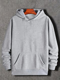 kkboxly Solid Color Hoodies For Men, Graphic Hoodie With Kangaroo Pocket, Comfy Loose Drawstring Trendy Hooded Pullover, Mens Clothing For Autumn Winter