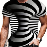 kkboxly Optical Illusion, Men's T-Shirt, Casual Loose Tees, Men's Streetwear