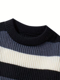 Men's Casual Slight Stretch Sweater, Comfy Thermal Crew Neck Tops For Men's Winter/Autumn Outdoor Activities
