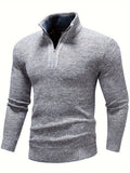 kkboxly  Men's Stand Collar Jacquard Knitting Thickened Warm Sweater